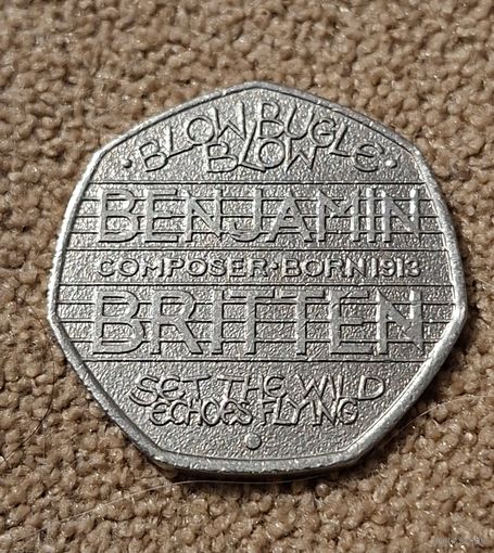 Великобритания 50 пенсов, 2013 100 лет со дня рождения Бенджамина Бриттена