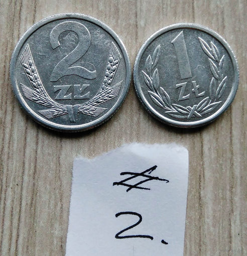 1 злотый,1989. 2 злотых 1989, /одним лотом/ #2