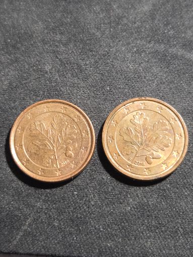 Германия 1 евроцент 2016 F A