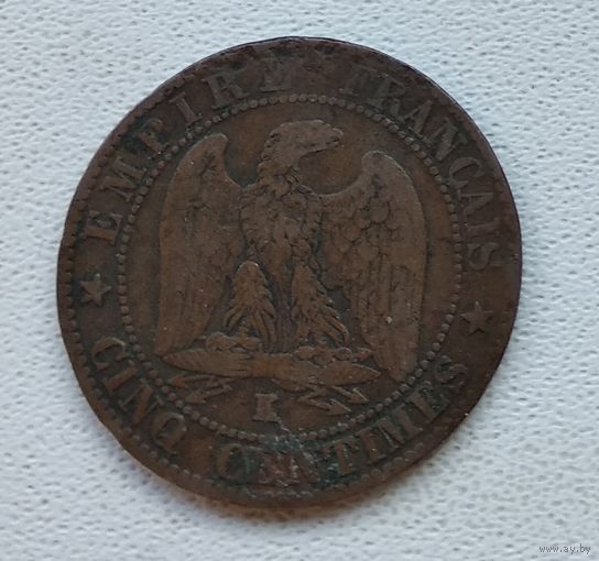 Франция 5 сантимов, 1862 "K" - Бордо 3-2-26