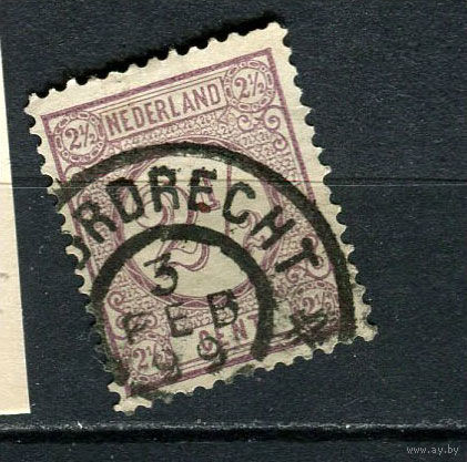 Нидерланды - 1876 - Цифры 2 1/2С - [Mi.33aF] - 1 марка. Гашеная.  (Лот 16Jo)-T4P15