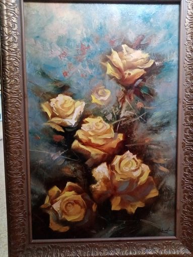 Кутузова Елена "Розы", х.м. 64х44 с рамой. 2016г.
