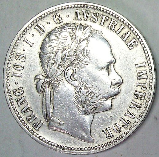 РАСПРОДАЖА!!! - АВСТРИЯ 1 флорин 1877 год "ФРАНЦ ИОСИФ I" (серебро)