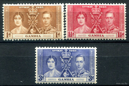 Британские колонии - Гамбия - 1937г. - коронация короля Георга VI и королевы Елизаветы - 3 марки - полная серия, MLH [Mi 120-122]. #2-Bc-132-B-2