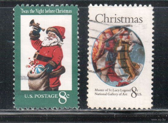 США-1972, (Мих.1087-1088) , гаш. , Рождество, Новый год, Живопись(полная серия)