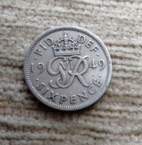 Werty71 Великобритания 6 пенсов 1949 георг 6