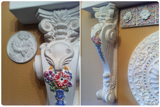 - КРОНШТЕЙНЫ КАМИННАЯ ПАРА 71х20х19 см (гипс акрил)