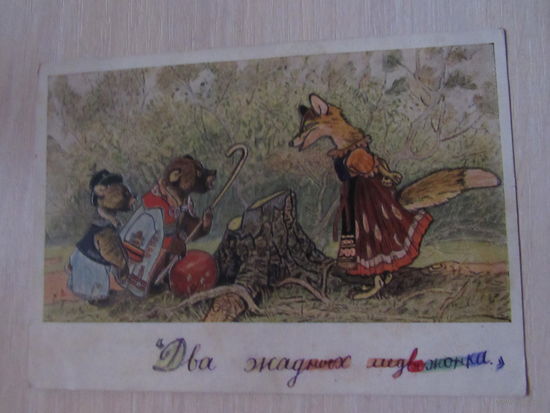 Венгерская Народная Сказка "Два Жадных Медвежонка" Худ. Рачев Изд. СХ 1955 чистая