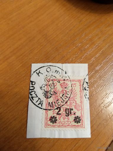 1916 Оккупация России Польша городская почта Варшавы герб на вырезке (2-14)