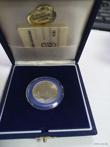 500 лир Италия 1974, 100 лет со дня рождения Гульельмо Маркони,серебро