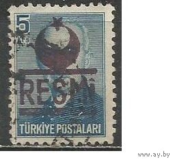 Турция. И.Инёню. 2-й Президент. Надпечатка герб. Доплатная марка. 1951г. Mi#13.
