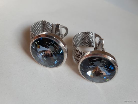 Запонки винтажные "Blue Crystal", конец 1960-х.