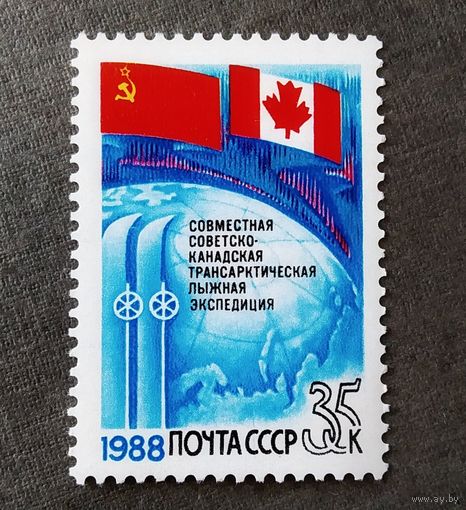 Марка СССР 1988 год Советско-канадская экспедиция