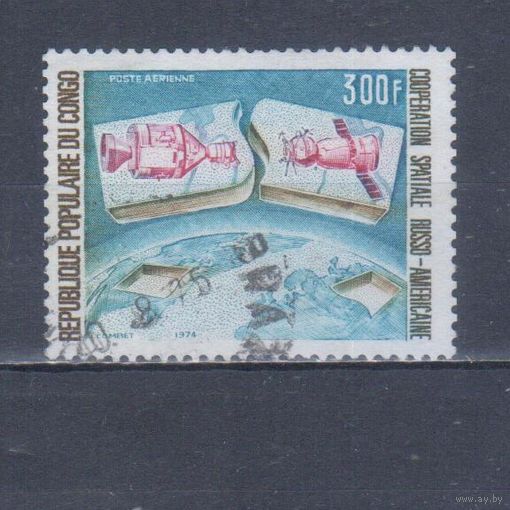 [724] Конго 1974. Космос.Проект Союз-Аполлон. Гашеная марка.