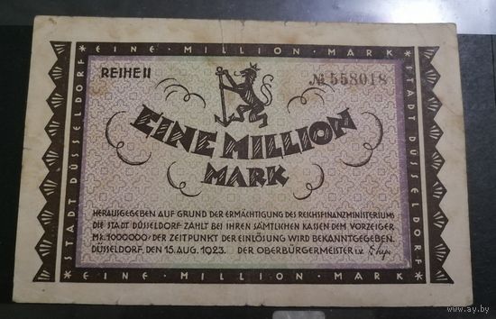 1000000 марок 1923 г. Дюссельдорф