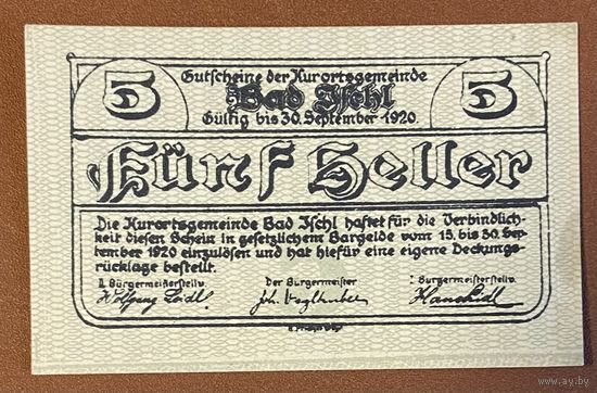 Нотгельд Австрия Штайр , 5 геллеров 1920 год