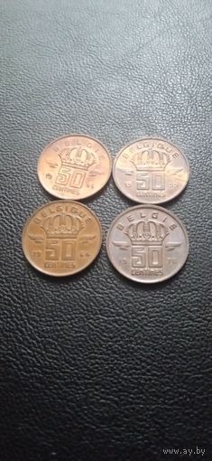 Бельгия. 50 сантимов 1954,1955,1964,1978 одним лотом