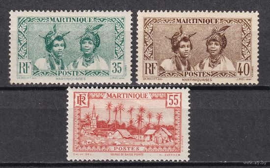 6.FrK. Франция. Колонии. Мартиника. Местные мотивы. 1933/38 гг. 35C, 40C, 55C. Mi.##135-136/139.