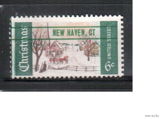 США-1969, (Мих.995Ve) , * (без клея), Рождество , Нью-Хейвен(одиночка)