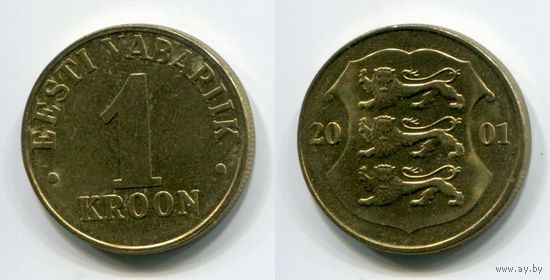 Эстония. 1 крона (2001, XF)