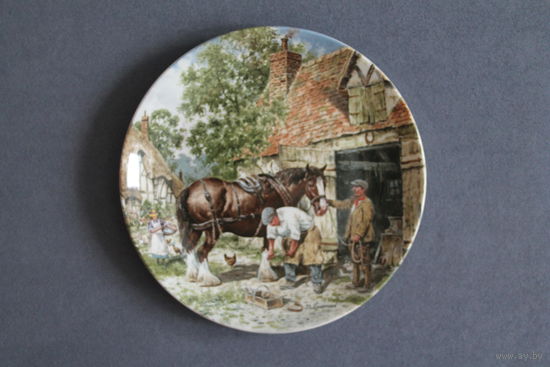 Тарелка коллекционная [1989г., Англия, Wedgwood, Кузнец, Bradex #26-W90-35.5] D=20см.