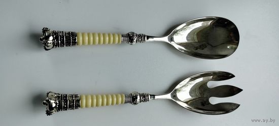 Набор для салата 1970-е Медь, серебрение.