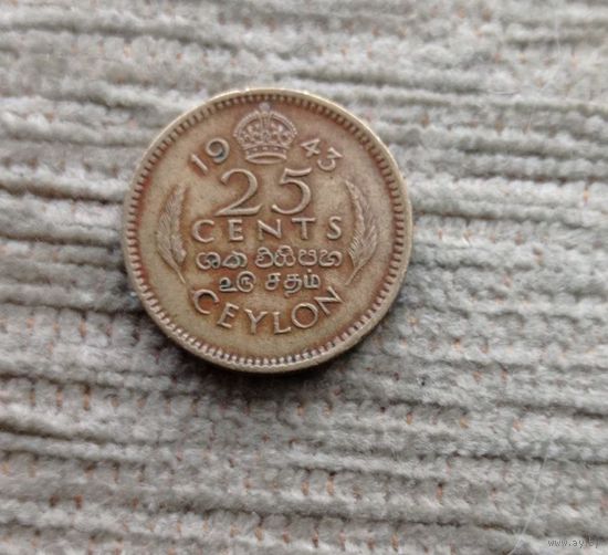 Werty71 Цейлон 25 центов 1943 Шри Ланка