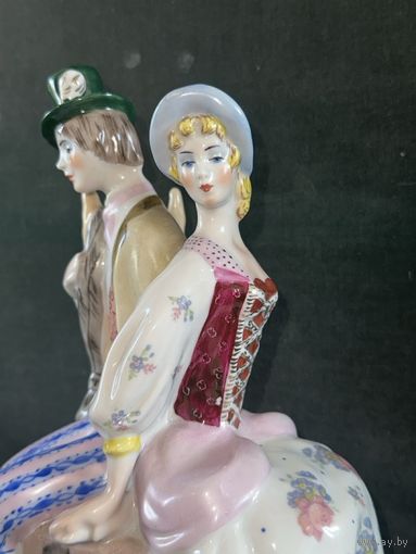 Редко большая фарфоровая статуэтка. Трубочист и пастушка СССР много Лотов с рубля