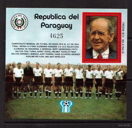 Парагвай-1978 (Мих.Бл.313) , **,  Спорт , Футбол,
