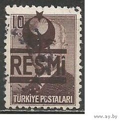 Турция. И.Инёню. 2-й Президент. Надпечатка герб. Доплатная марка. 1951г. Mi#14.