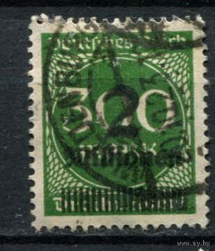 Рейх (Веймарская республика) - 1923 - Надпечатка нового номинала 2 Mio на 300 M - [Mi.310A] - 1 марка. Гашеная.  (Лот 58BH)