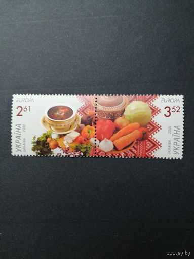 Украина 2005 Сцепка из двух марок малого листа ""EUROPA" Кулинария" (чистый**) Mi.719-720 каталог 5.00 евро