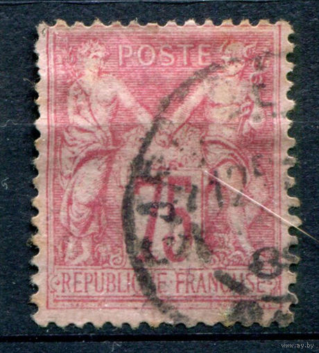 Франция (Республика) - 1876/81г. - аллегория, тип II, 75 с - 1 марка - гашёная [Mi 66 II]. #1-Fr-23-B-1
