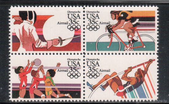 США-1983, (Мих.1665-1668) , ** , Спорт, ОИ-1984 ,(полная серия)