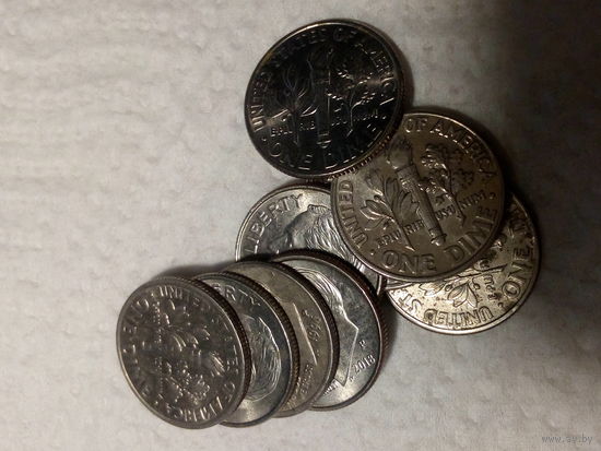 США .. сборный лот..10 цент.. 9 штуки. без повтора.