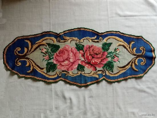 Вышитая дорожка 93х37 см Цветы Розы Вышивка