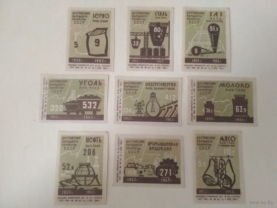 Спичечные этикетки ф.Сибирь. Достижения народного хозяйства СССР. 1964 год