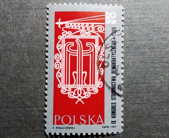 Марка Польша 1969 год  IX конгресс демократических партий