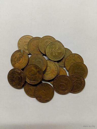 10 пфеннигов 1970 G ,1979 G ,1983 G ,1988 F,1990 D,1991 JFADG,1992 FG,1993 A,1994 GF,1995 FAD,1996 DF года