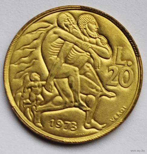 Сан-Марино 20 лир 1973 UNC