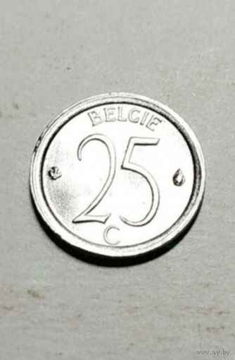 25 сентим (сантимов) 1975 года Бельгия, отличная, в блеске!