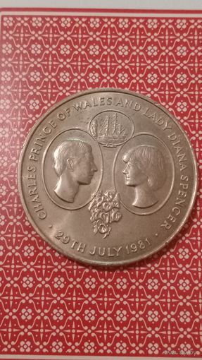 Остров святой Елены 25 пенсов 1981 Чарльз  и Диана