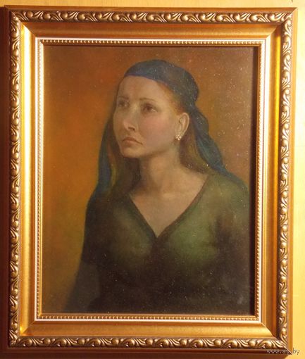 Картина "Портрет девушки в синем платке". -Мельник К. В.