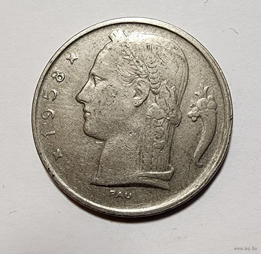 Бельгия 5 франков, 1958 Надпись на французском - 'BELGIQUE'