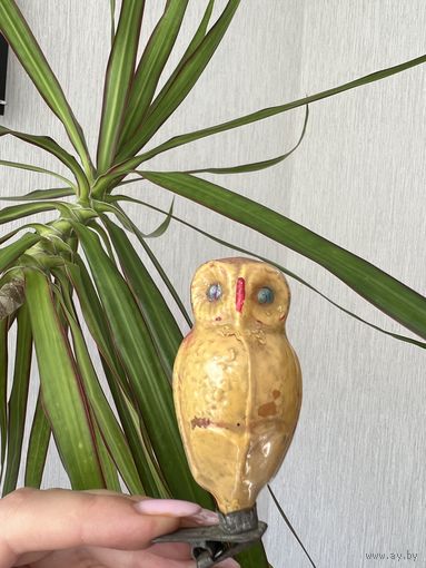 Старинная елочная игрушка СОВА