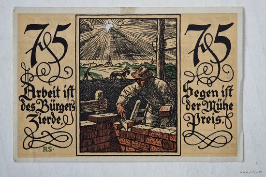 1921 год 75 пфеннигов  Германия