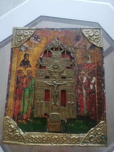 Икона. крест. Письмо по золоту. Ветка. Редкость. торг