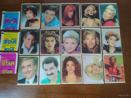 Вкладыши от жвачки SUPER STAR Цена за лот 35шт + 3 обертки