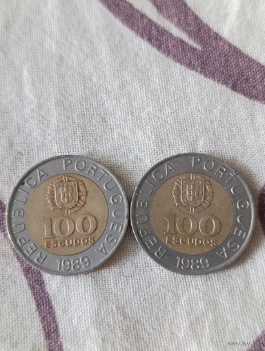 Португалия. 100 эскудо 1989 года. (4)