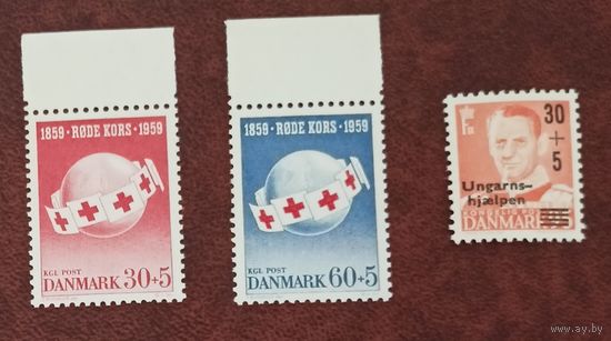 Дания**  Красный крест 2 полные сери без наклеек и их следов
